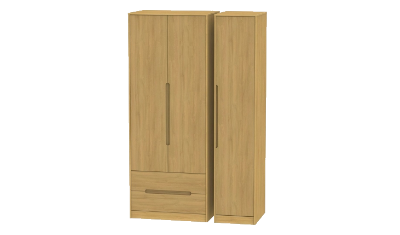 3 Door 2 Left Drawer Tall Wardrobe